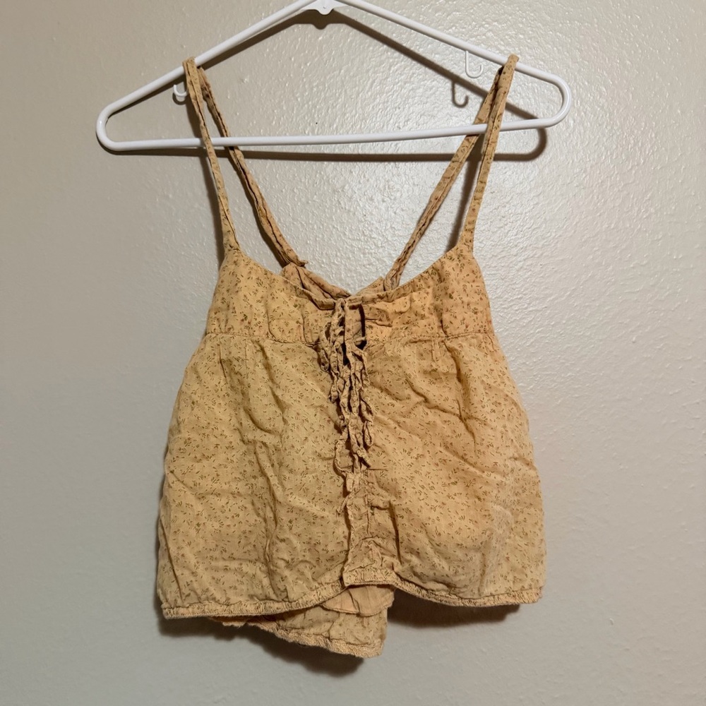 Natural Life Mustard Floral Cropped Tank Size M